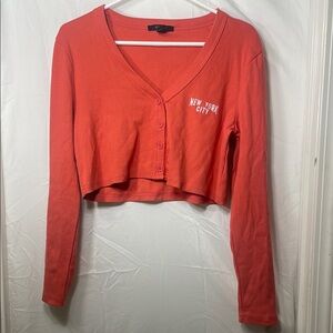 Forever 21 Orange Long Sleeve Crop Top